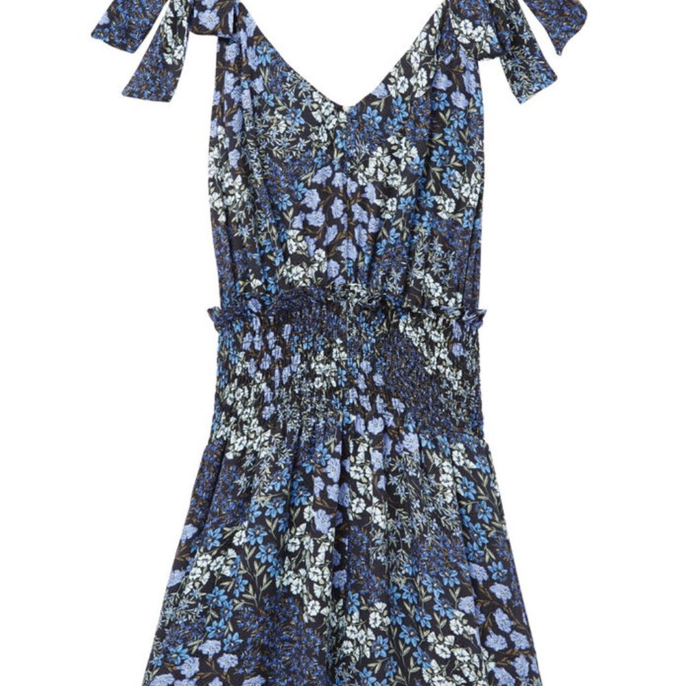 New Silk Rebecca Taylor Ava Floral romper blue L - Picture 14 of 14